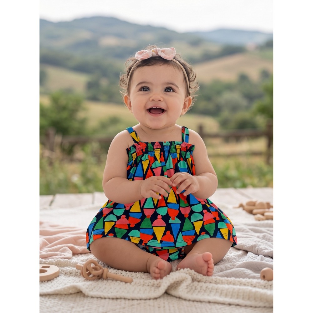 Hanna Andersson Ice Cream Print Organic Cotton Dress Set Size 85cm 2T